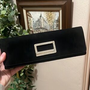 Chic Black Clutch with Silver Detail